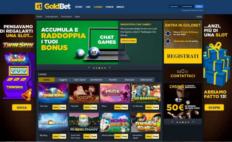Goldbet Casino Bonus senza deposito