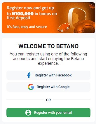 Registrace Betano